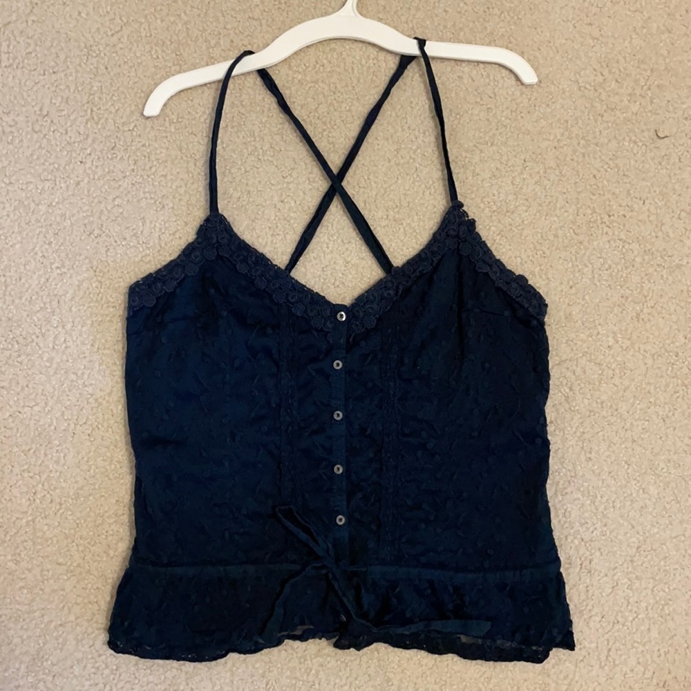 Hollister L navy tank top